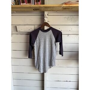 Vintage Sport-T by Stedman Raglan Baseball Tee Gray Navy Blue Tri-Blend Small